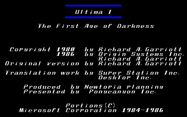 Ultima I: The First Age of Darkness (1981)